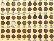 1857-1909  FLYING EAGLE & INDIAN HEAD PENNY 58 COIN SET LIBRARY OF COINS picture