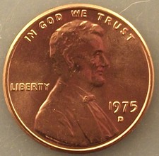 1975 D Lincoln Memorial Cent - RED GEM BU UNCIRCULATED -  picture