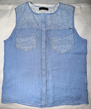COP.COPINE Paris French Designer Sheer Blue Organza Lace Blouse FR 36 US 4 XS/S picture