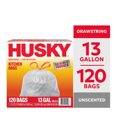 Husky 13 Gallon Tall Kitchen Drawstring Bags, 120 Bags picture