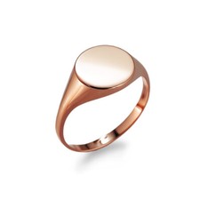 Polished Gold Round Signet Pinky Ring | Yellow, White, Rose | 10k 14k picture