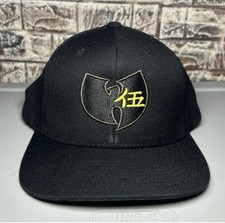 Wu-Tang Clan Black Snapback Hat Featuring An Embroidered Yellow Logo picture