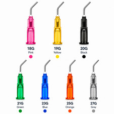 Pre-Bent Dental Dispensing Tips Luer Lock Blunt Applicator (Choose Gauge & Qty) picture