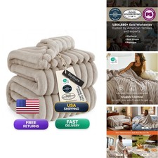 Bedsure Soft King Size Blankets For Bed Beige 108