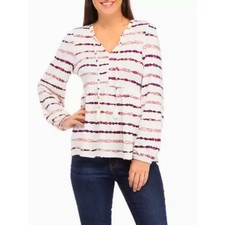 WONDERLY Julianna Striped Peasant Top NWT Size L picture