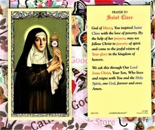 St. Clare with Prayer to Saint Clare - Laminated Holy Card 800-1198 picture