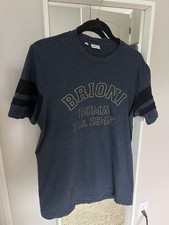 Brioni Roma Dal 1945 Men's Graphic T-Shirt Blue Heathered Crew Neck Size L picture