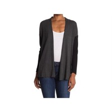 Bobeau Open Front Waffle Knit Cardigan GRAY SZ S picture
