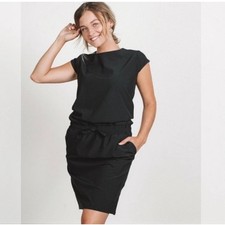 Albion Fit XS Going Places Black Dress Elastic Waist Travel Athleisure Af18 picture