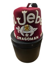 Vintage El Jebel Shriners Dragonman  Hat Rhinestones 1991 Masonic Case picture