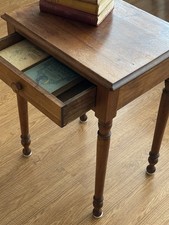 Antique 1850s Wood End Table Drawer Sheraton Legs picture