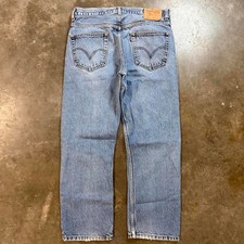 Vintage Levis 505 Regular Fit Light Wash Jeans Mens 34x28 Y2K Blue Denim picture