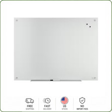TRU RED Magnetic Glass Dry Erase Board 4' x 3' White Frameless picture