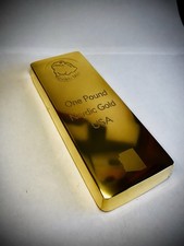 1 Lb Nordic Gold Ingot Bar - Hand Poured Bronze Bullion - Polished & Stamped picture