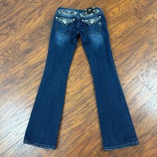Miss Me Jeans Womens 26 Boot Cut Low Rise Dark Wash Fade Stretch Denim 26x33 picture