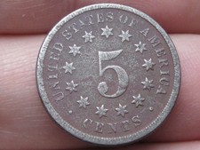 1867-1883 Shield Nickel 5 Cent Piece, No Rays, About Good Details picture