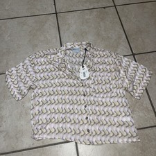 Prana Shirt Womens M Medium Pink Iguala Top Short Sleeve Boxy Button Up NWT New picture