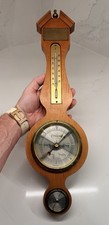 Vtg West Germany Wood Banjo Weather Station Barometer Thermometer Hygrometer 20” picture