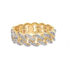 Men's 10k Yellow Gold Natural Diamond Cuban Curb Link Pinky Ring For Wedding picture