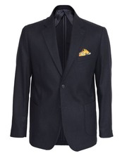 NWT EZZELINO BLAZER wool cotton Navy blue solid 2 button Italy 52 US 42 picture