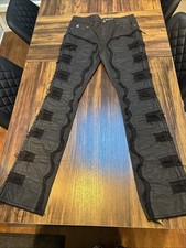 Grindhouse Denim Jeans Mens Black Straight Distressed 32 Grunge ROCK Stretch EUC picture