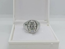 RARE 6.30 Ct Oval Cut White Treated Diamond Ring in 925 Silver, Excellent Luster picture