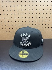 BORN X RAISED EXCLUSIVE LAS VEGAS RAIDERS FITTED HAT ROCKER BLACK GREY UV 7  3/4 picture