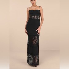 Lulus Juliana Black Lace Column Bustier Maxi Dress - Size M New With Tag picture