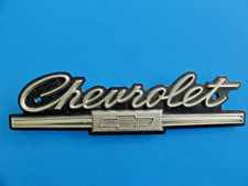 1960'S CHEVY LOGO GRILL FENDER SCRIPT EMBLEM ALUMINUM - FACTORY ORIGINAL picture