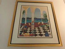 Patio Over Tiny Island Fanch Ledan Signed Print on Paper LTD Ed. COA FRAMED picture