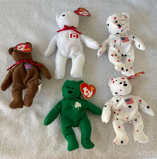 Ty Teenie Beanie Babies International Bear Plush Lot of 5 w/ Hang Tags 1999 picture