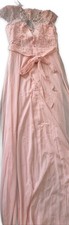 Lulus Blush Pink Lace Maxi Dress Size M Cap Sleeve Sash Tie NWT picture