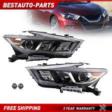 For 2016-2018 Nissan Maxima S SL SV LH RH Chrome Headlights Halogen w/ LED DRL picture