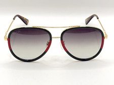 Gucci GG0062S 003 57mm Aviator Green/Red Unisex Sunglasses with Light Grey Lens picture