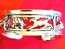 KC Studio 2007 BARRY KIESELSTEIN CORD 925 TURTLE RABBIT OWL CUFF 6 6/8 