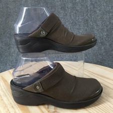 Bzees Dancer Shoes Womens 7 M Comfort Slip On Wedge Mule Clogs Brown Fabric picture