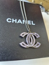 Auth Chanel CC Purple Crystal Pendant Necklace – Silver Tone – New in Box picture