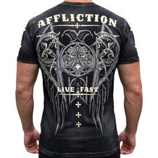 AFFLICTION Black ROYALE Short Sleeve Slim Fit Y2K T-shirt MMA Elite NWT picture