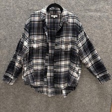 Madewell Shirt Women Size XL Multicolor Flannel Plaid Shacket Long Sleeve Pocket picture