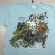 Vintage San Diego Zoo Animals Collage Graphic Shirt Size XL 1987 Animals Nature picture