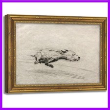 Charming Vintage Gold Framed Dog Wall Art - Perfect for Living Rooms & Gifts picture