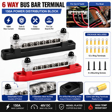 6 Way Bus Bar Terminal 150A Screws Power Distribution Battery Block For Car Boat picture