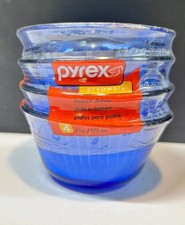 PYREX Cobalt Blue  Prepware Glass Custard Cups 6 oz 3.6