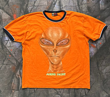 Vintage 1997 Alien Workshop Aliens Front Ringer T Shirt Orange Skate Size XL picture