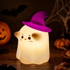 Pinkiwine Halloween Cute Ghost LED Night Lights Rechargeable Silicone Tap Contro picture