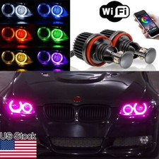 2x H8 LED RGB Angel Eyes Halo Ring Bulb Phone Control For BMW E90 E92 335i X5 X6 picture