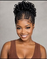 Braided Cornrow BunLightweight wig. Box braids made on a full lace wig.6inches . picture