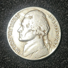 1947 Jefferson Nickel 5C Philadelphia Mint Business Strike KM#A192 Copper picture