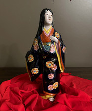 Geisha Figurine Hand Painted Ceramic Floral Kimono Japan kutani pottery picture