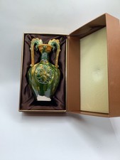 Vintage Chinese Tang Dynasty Style Three Color Glazed Pottery Dragon Vase picture